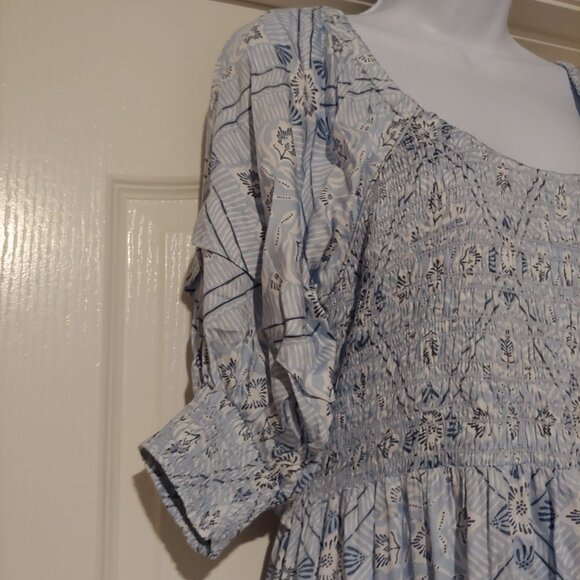 Omika Baby Blue Floral Blair Midi Addison Harbor Dress Smocked Tiered. XL NWT - Picture 6 of 11